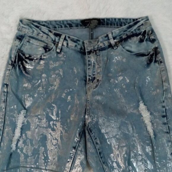 Ashley Stewart Foil and Distressed Accent 5 Pocket Denim Jeans (Size 12) NEW!!! - Picture 5 of 10